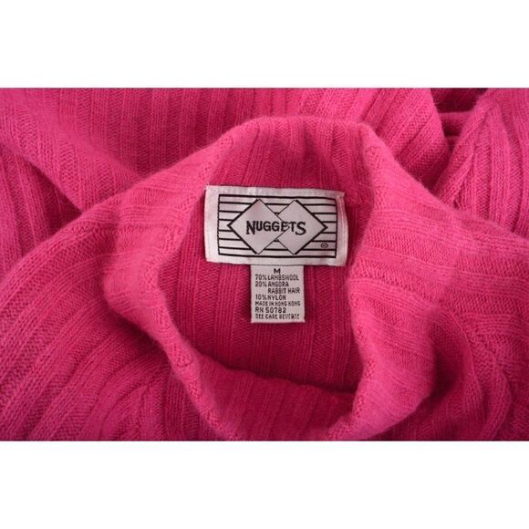Vintage Nuggets Womens Sweater Mock Neck Pink M Lambswool Angora Rabbit Hair - Picture 6 of 6